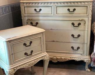 Vintage Solid Wood Dresser, Vanity, Bed Table Mirror