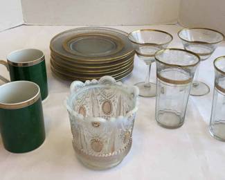 Vintage TiffinFranciscan Glassware Northwood Jewel Opalescent Spooner