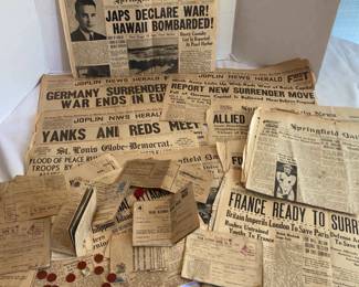 WW II Newspapers And War Ration Books
