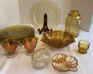 Vintage Amber Carnival Glass
