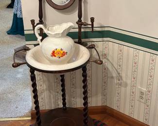 Antique Washstand w/ Pitcher and Bowl