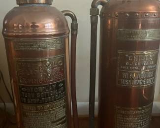 Vintage copper fire extinguishers