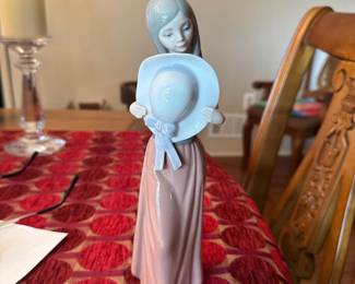 Lladro Bashful Girl with Straw Hat