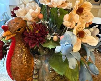 ceramic turkey centerpiece with flowers