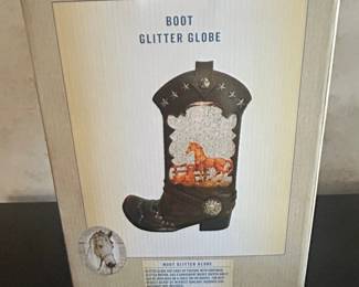 Boot Glitter Globe in box