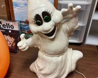 Lighted Ceramic Ghost Figurine