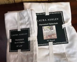 Laura Ashley Hemstitch Tablecloth and Napkins
