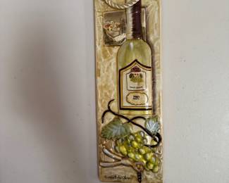 vintage C. Winterle Olson Wine bottles with grapes textured relief ceramic Tile Wall Plaque