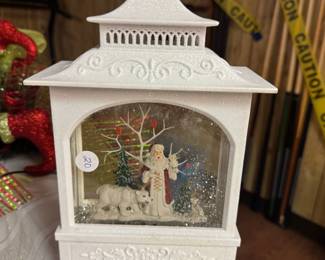 Woodland Santa and Polar Bear Lighted Water Lantern