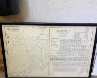 framed antique map of Cranford Twp/Kenilworth