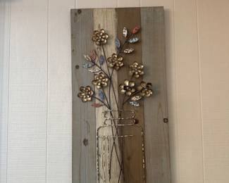 Metal Flower Wood Wall decor