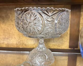 vintage Handcut Crystal Footed Bowl Yugoslavia