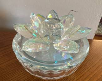 Sagebrook Home Crystal Lotus Flower Trinket Box