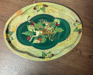 Noel vintage metal serving tray