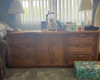 vintage mid century oak 9 drawer dresser
