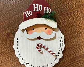 Wooden door hanging santa advent calendar