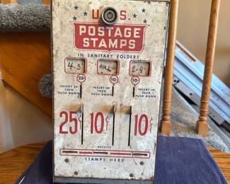 vintage 1970s 3 Lever Coin Operated US Postage Stamp Machine