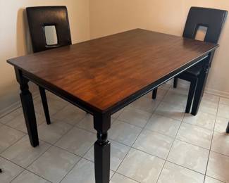 Solid Wood Brown and Black Dining Set