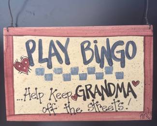 "Play Bingo" Wooden Home Decor