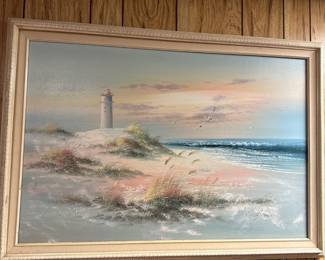framed oil painting seascape
