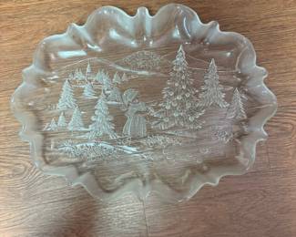 Mikasa Christmas Story Crystal Frosted Glass Platter