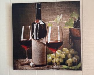 Wine Bottle and Grapes photo on canvas