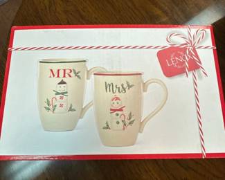 Christmas Lenox Mr and Mrs Mugs