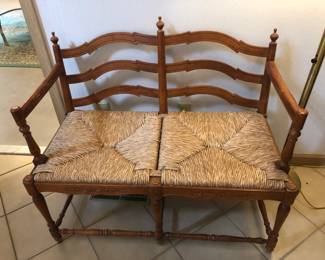 Rush seat hall bench