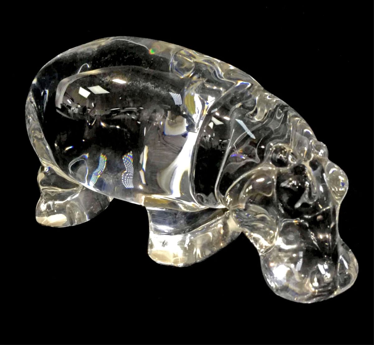 Baccarat Hippopotamus Crystal Glass Figurine