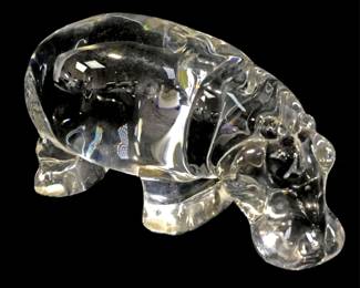 Baccarat Hippopotamus Crystal Glass Figurine