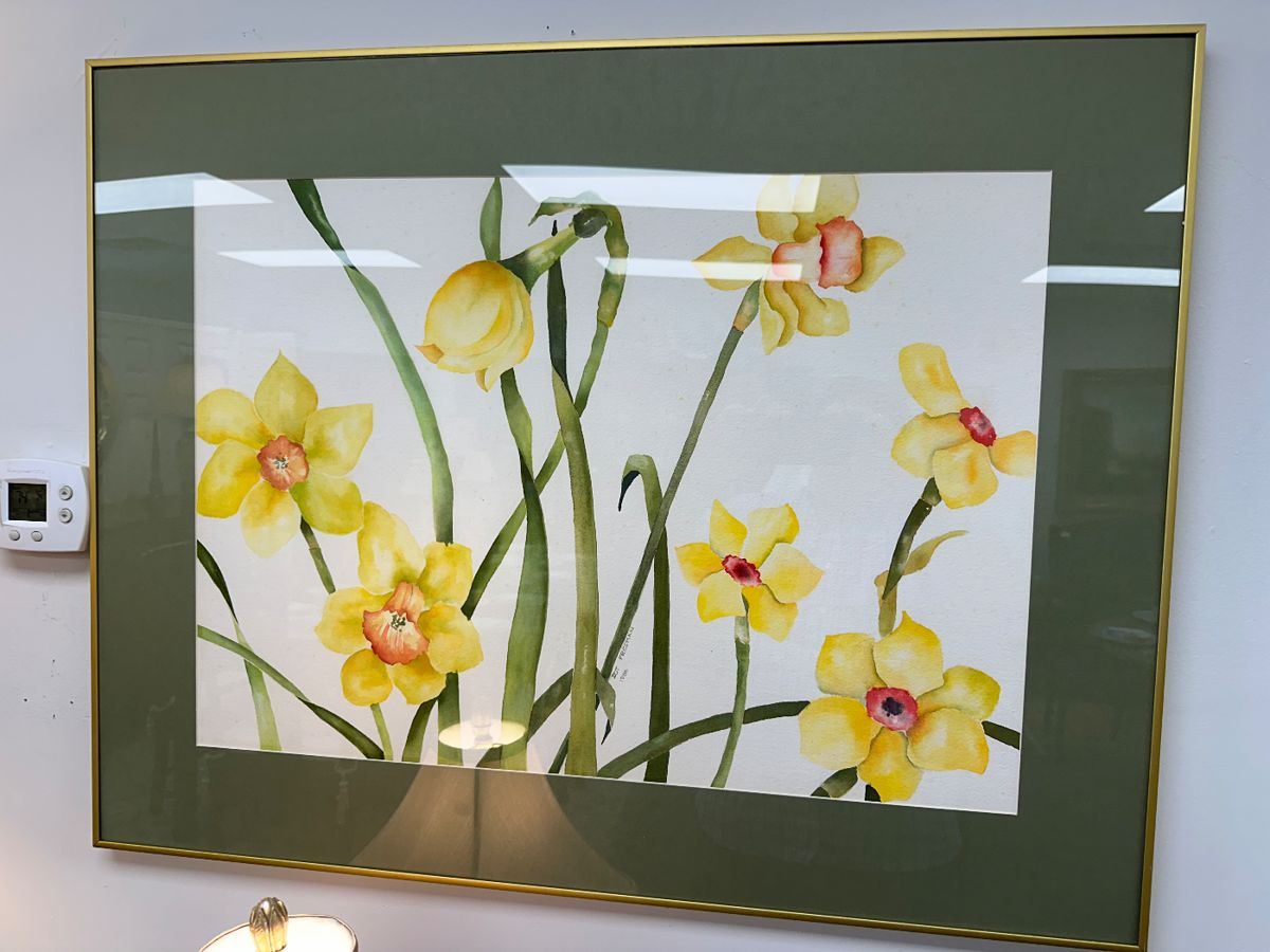 Original daffodils water color painting framed