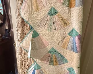 Hand embroidered and crocheted quilts