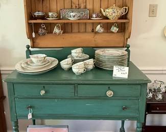 Pretty green piece and hanging wall shelf