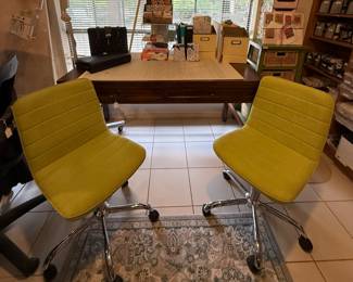 Chartreuse rolling chairs