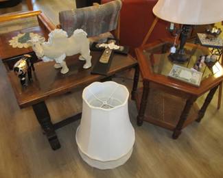 Nice selection of antique and vintage end tables. With unique collectibles.