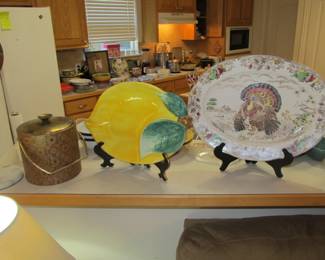 We have a great kitchen full of goodies! Small appliances include Mr Coffee, Oster, and a Crock Pot. Corningware, bakeware, serving platters, cookware, kitchen utensils, knives, dinnerware, glassware, and more.