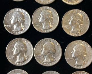 12 US Silver Quarters * 1943 - 1964 * United States Coins * Currency