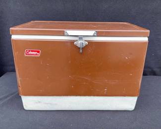 Vintage Brown Metal Coleman Cooler