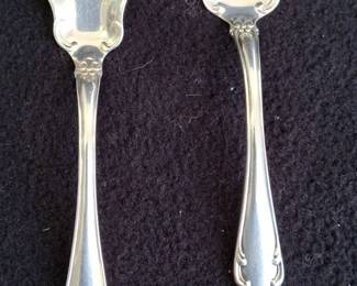 2 Antique Sterling Silver Small Serving Forks * Monogrammed