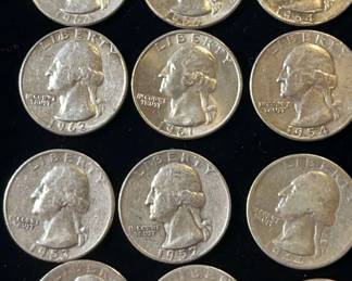 12 US Silver Quarters * 1940 - 1964 * United States Coins * Currency