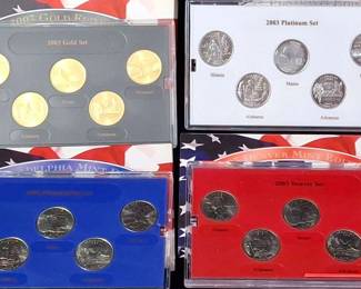 4 Sets Of 2003 Uncirculated State Quarter Coin Proof Sets * Gold, Platinum & Philadelphia & Denver