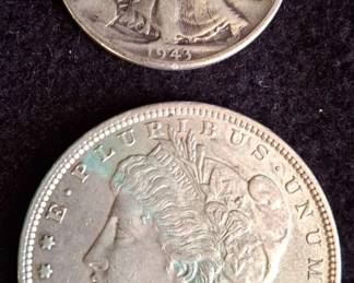 2 United States Silver Coins * 1896 Silver Dollar * 1943 Walking Liberty Half Dollar
