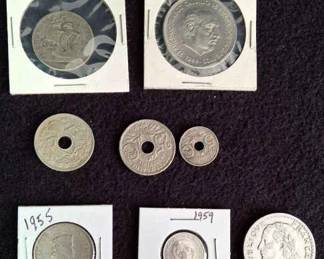 8 Coins * 1923-1959 * Centeres * Francs * Pesetas * More....
