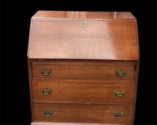 Vintage Wood Secretary Three Drawer Desk