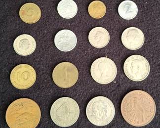 16 International Coins * 1925-1965 * France, Hong Kong, Albania, New Zealand & More *