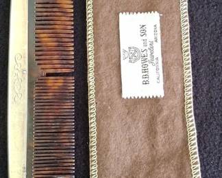 Antique Sterling Silver Comb * With Bag * weight = 34g TW