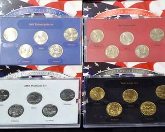 4 Sets Of 2003 Uncirculated State Quarter Proof Sets * Gold & Platinum