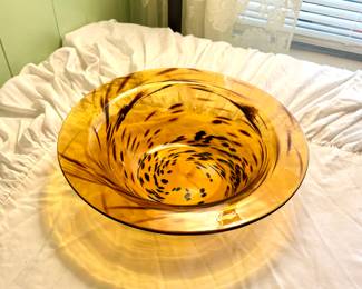 Vintage Large Tortoise Shell Murano Glass Bowl
