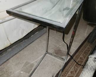 Chrome and glass side table