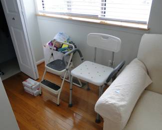 Shower chair, and small step ladder